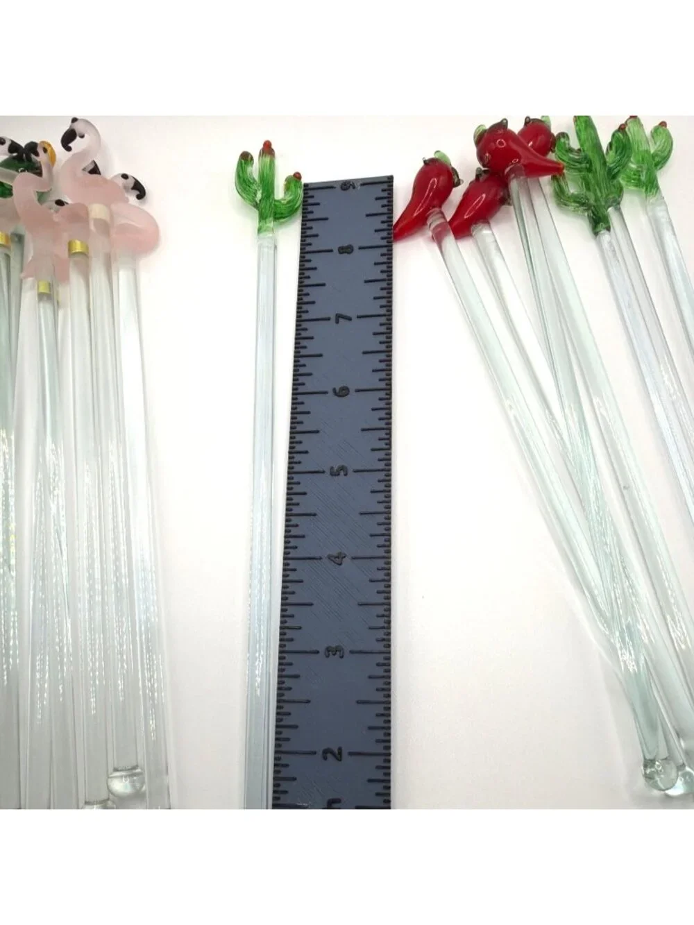 Hand-Blown Glass Cocktail Swizzle Sticks 18pc Lot Set Tropical Southwest Vintage